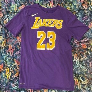 Nike Dri-Fit Athletic Cut Lebron James Lakers 23 T-Shirt Size Small